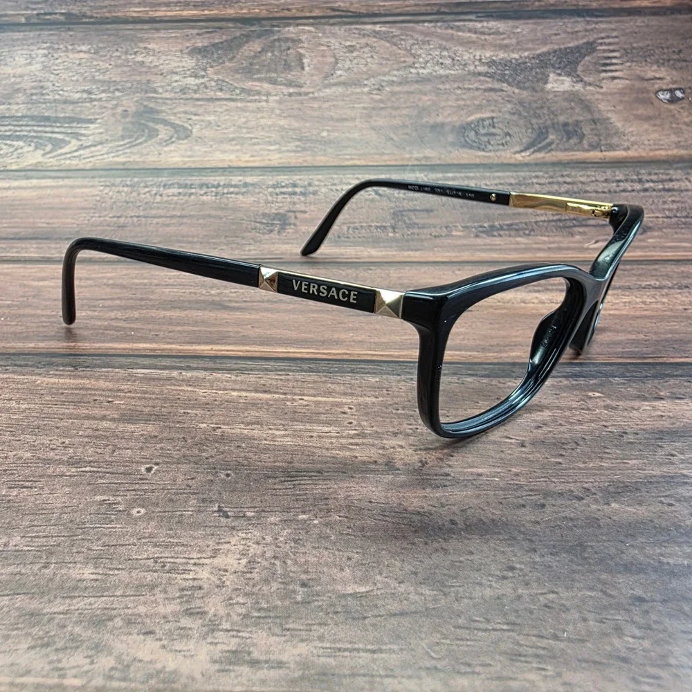 Versace MOD 3188 Black Gold Cat Eye Eyeglasses Frames Italy 53-16-140